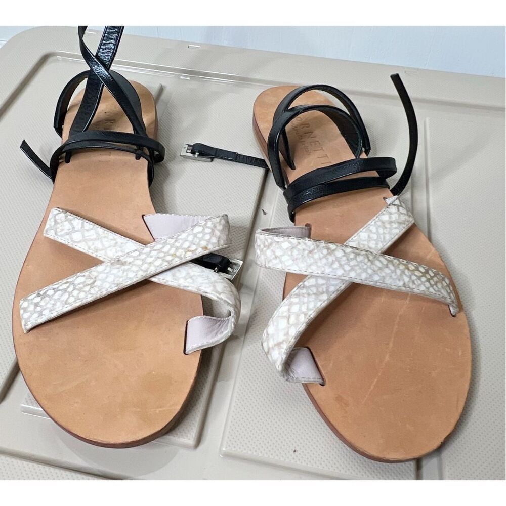 Cornetti Revolve Snakeskin Ankle Wrap Sandals Size 38 Leather